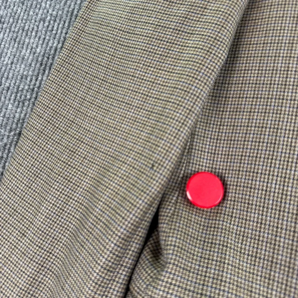 Canali Sport Coat 42L Taupe Wool Nailhead Blazer Italy Tiny Sleeve Hole